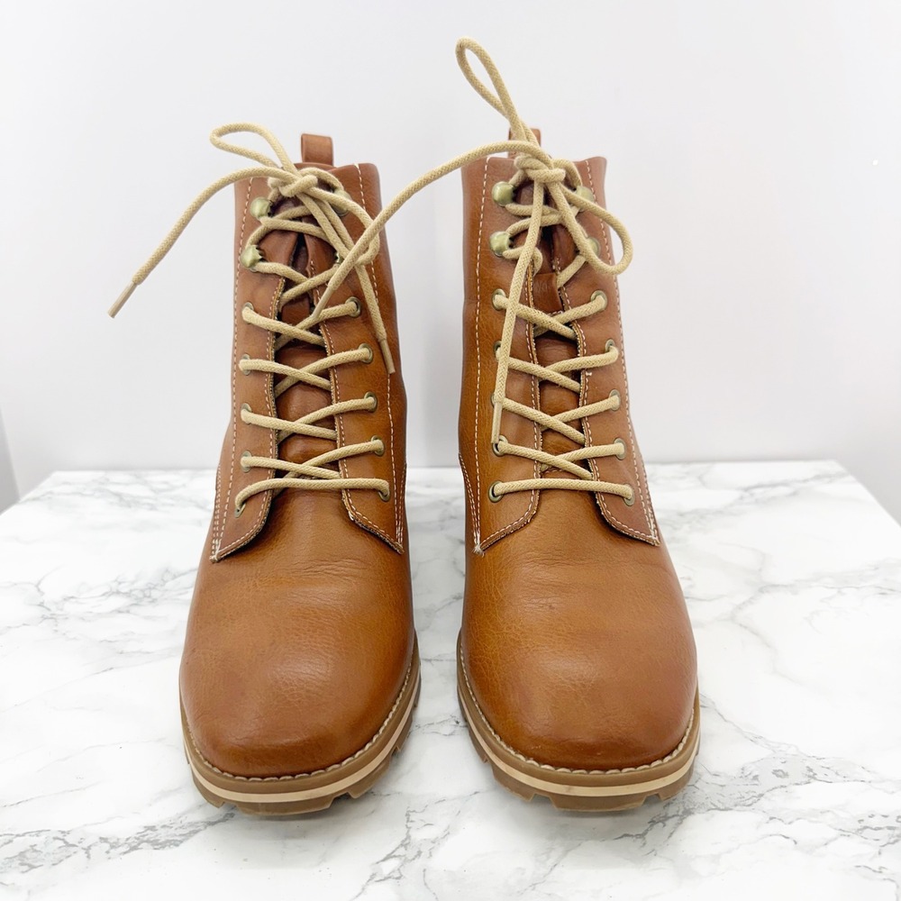 Kork-Ease Chelsea Brown Lace Up Stacked Heel Lug Sole‎ Ankle Boots Size 10M - Picture 2 of 7
